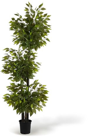 BLAINE | Ficus 3 Coppe 180 cm | Pianta Artificiale Grande | Per Interno/Esterno | Pianta Realistica