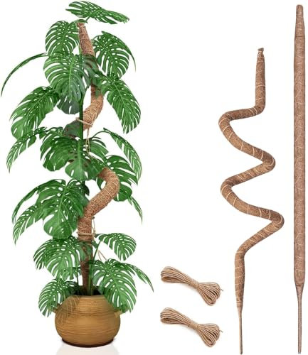 2 Pezzi 90 cm Palo di Muschio Pieghevole per Monstera e Piante Rampicanti - Supporto per Piante da Interno e Giardino con Struttura Resistente
