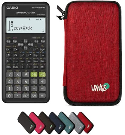 Casio fx-570ES Plus 2nd Edition inkl. WYNGS Schutztasche Rot - Wissenschaftlicher Taschenrechner - Basic Set