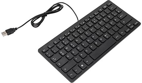 KIMISS Kabelgebundene USB-Tastatur, 78 Tasten, Stumm, Ultradünne -Tastatur, Universell für Desktop und Laptop, Erhältlich in den Sprachversionen Russisch, Französisch und Deutsch