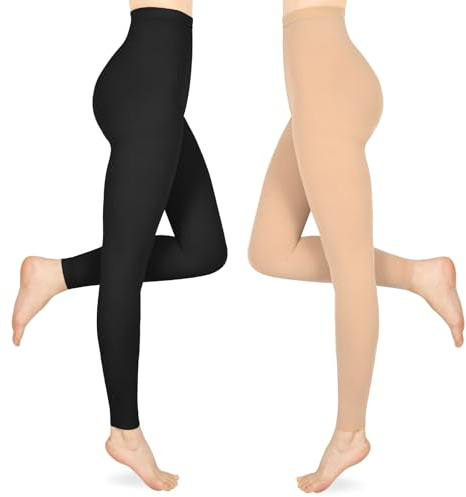Wegitcs 15-20 mmHg Medizinische Kompressionsstrumpfhose Damen & Herren Lang | 2 Paar Abgestufte Kompressionsstrümpfe Stützstrümpfe Klasse 1, Kompressionsleggins Damen für Krampfadern und Ödeme, Mix M