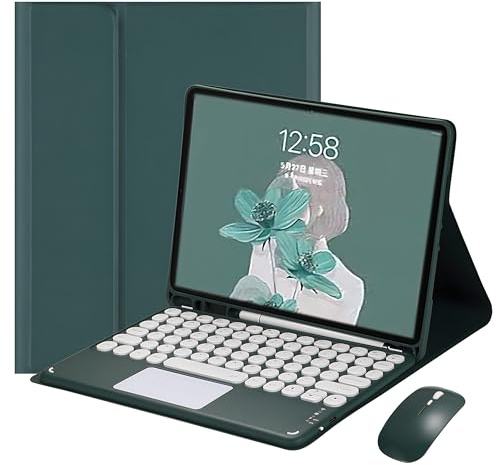 HLTOOP Funda con Teclado para Samsung Galaxy Tab A8 De 10,5 Modelo SM-X200 X205 X207, Contener Ñ,Teclado Bluetooth Recargable con Panel Táctil, Ratón para Tableta,Deep Green