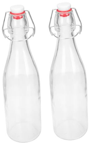 Cabilock 2 Botellas De Vidrio Transparente Sellado De Botellas De Vino Tapa Abatible Para Aceite Cerveza Jugo 500ml