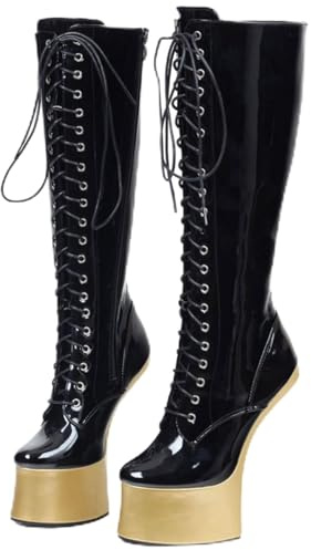 RJXGECUF High Heels 18 Cm Kniehohe Stiefel für Pole Dance,Black-44