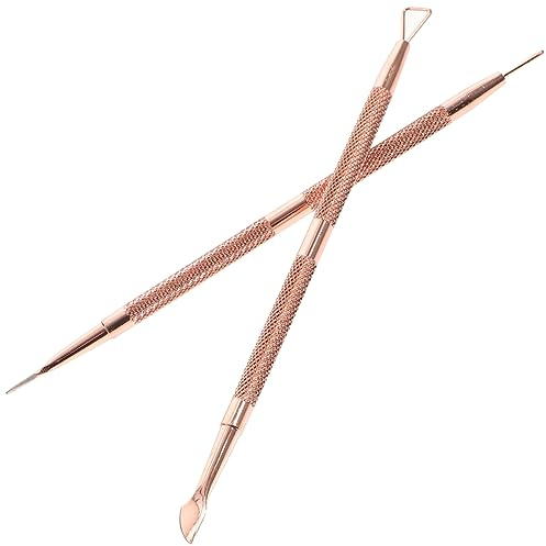 Ipetboom 2piezas Para Uñas De Inoxidable Empujador De Cutículas y Limpiador De Uñas Para Manicura y Pedicura Profesional