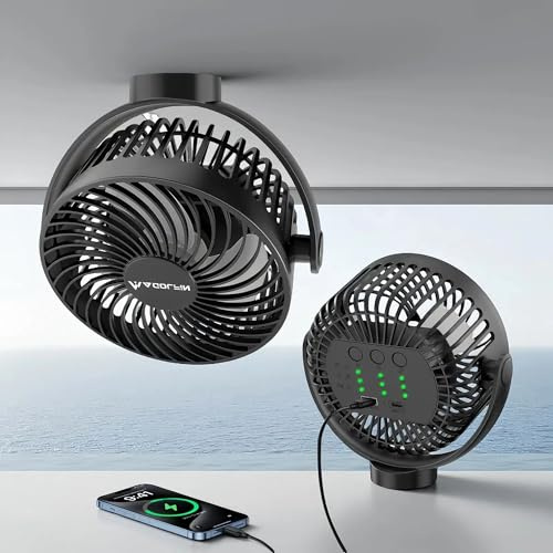 Magnetic Cruise Ship Approved Fan, 12000mAh Battery Operated Travel Fan with 3 Speeds, LED Lantern, Timer, Magnetically Sticks on Cabin Ceilings and Walls, Cruise Essentials 2026