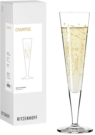 RITZENHOFF 8191005 Copa de champán 200 ml – Serie Astro – Diseño del signo del zodiaco Géminis con oro auténtico, fabricado en Alemania