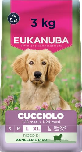 EUKANUBA Cibo secco per Cuccioli con agnello e riso per razze di taglia grande - Alimento secco premium per Cani giovani, 3 kg