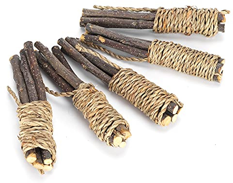 Phefop Jouets à Mâcher en Bâton de Pomme pour Petits Animaux de Compagnie, Bâtonnets Molaires en Bois de Pommier Naturel pour Lapins, Cochons d'Inde et Hamsters, Friandises de 5,9 Pouces pour Les
