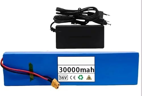 Caimcie Batería para Bicicleta Electrica 36V 30Ah Paquete De Batería E-Bike 10S3P Batería De Alta Potencia con Cargador para 200W-800W Motores XT60+DC