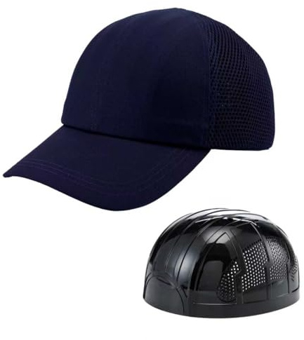 Lightweight Safety Bump Cap Hard Hat Head Protection Cap Breathable Baseball Hat Style Comfortable Hat for Workers(JS-Navy-L)