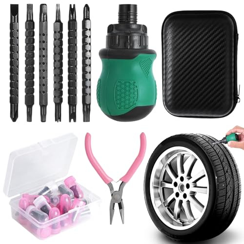weiting Kit de Clous en Caoutchouc pour Réparation de Pneus,Outils de Réparation Rapide des Crevaisons - Kit De Colmatage De Pneus,pour Véhicules du Quotidien, Entretien Auto, Camion et Voyage