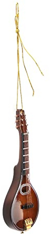 SIXRUN Mandoline Miniature, Instrument de Musique en Bois Exquis, pour Cadeau, Décoration de la Maison, 12cm, pour Les Amateurs de Musique en Bois