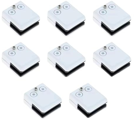 8 Pinces à Verre 8-10 mm en Acier Inoxydable 304, Support de Balustrade en Verre, Pinces de Fixation Carrées Plates Pour Garde-Corps en Verre, pour Rampes de Douche, Balcons et Escaliers, Blanc