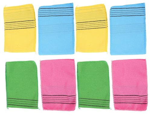 Luxshiny 8pcs Japanese Exfoliating Sauna Towels Set Coarse Weave Back Scrubber Washcloths for Deep Skin Cleansing and Exfoliation in Sauna and Shower, Multi-Color Spa Body Scrub Cloths