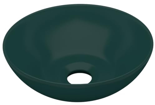 Cervaline Lavandino da Bagno in Ceramica Verde Scuro Rotondo,Articoli di ferramenta,Prodotti Idraulici,Articoli Idraulici,Lavandini,Lavandini Bagno,2.77kg - 146981