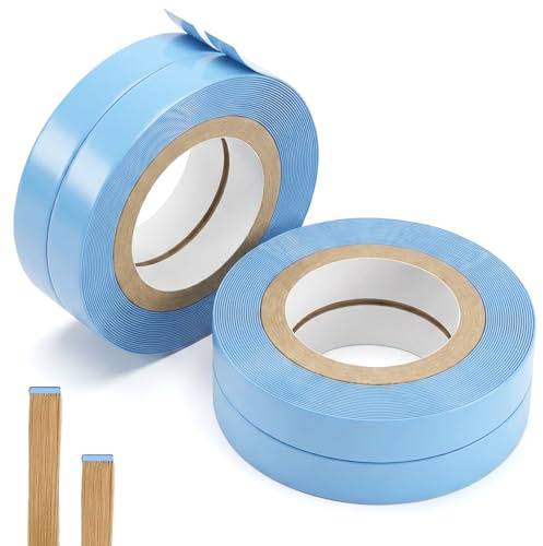 RAHHLIZS 4 Rolls Hair Extension Tapes, Wig Tape Double Sided Adhesive Replacement Tape for Hair Extensions for Hairpieces Extension Accessories Hairstyling Essential for Girls Women (Blue)