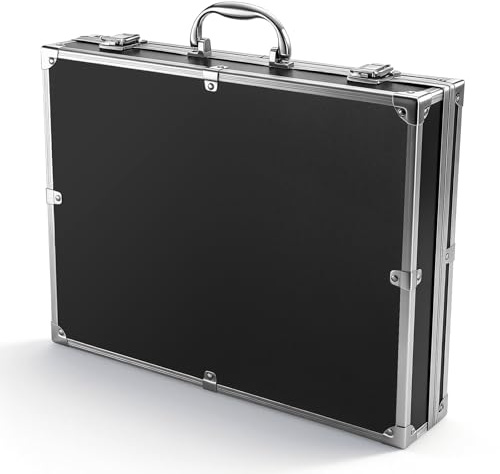 PERSELOSO Large Capacity Aluminum Alloy Toolbox with Lock, Smooth Open and Close, Portable Storage Case for Workplace and Office Accessories