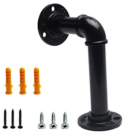 MroMax Rohr-Regalhalterungen, industrielle Eisenrohr-Regalhalterungen (12 cm hoch, 19 cm tief), Rohrregale, Wandmontage, rustikale Rohrdekoration, 1 Stück