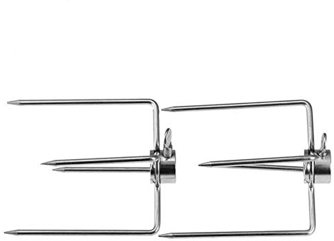 prom-note BBQ Fleischklammer Fleischnadeln Für Drehspieß Grillspieß 1 Paar Fleischnadeln Aus Edelstahl, Klammern Für Grillgut Grill Rotisserie Fleisch Gabeln Multifunktionsüberzug Grill Gabel