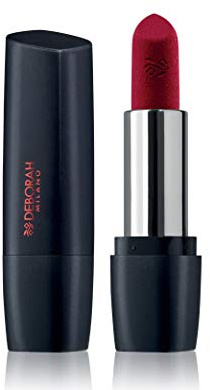 Deborah Pintalabios Milano Red Mat N.5 Deep Red, acabado ultra mate, de larga duración, con colágeno, ácido hialurónico y extracto de aguacate para labios nutridos, hidratados, suaves y repolvados