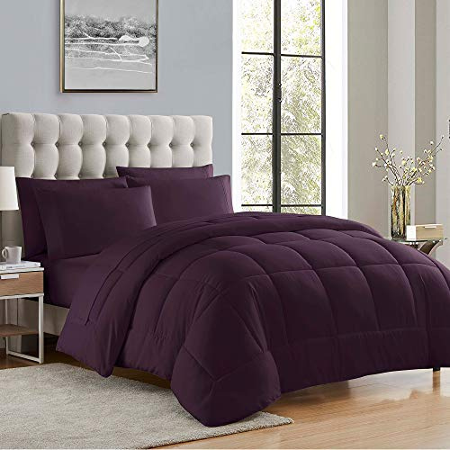 Sweet Home Collection Luxurious Plush Loft Microfiber Fill Duvet Insert Bedding, Polyester, Purple, King