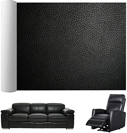 Patch di Riparazione in Pelle Nero 20cm*200cm, 1mm di Spessore Autoadesivo Impermeabile Nastro per Tappezzeria, Rinnova Divano, Sedie, Seggiolini per Auto, Borse e Artigianato