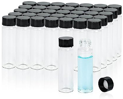 ALWSCI 100 Stück Glasfläschchen 12ml Probe Klarglas Fläschchen mit Schraubverschluss, Probenahme Glasflaschen mit PE Liner, Probe Container Labor Fläschchen Flasche Flüssigkeit Öl Flasche 19x65mm
