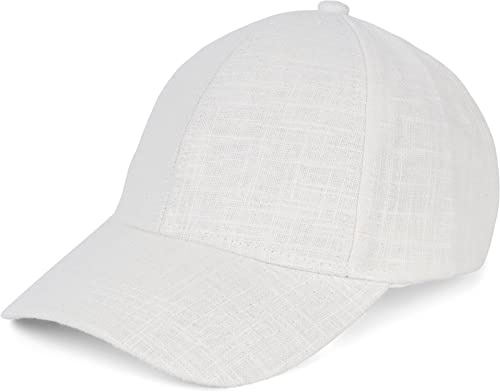 styleBREAKER Cappellino Unisex in Lino | Berretto da Baseball 6 Pannelli Regolabile con Visiera Curva | Cappello Estivo Traspirante con Chiusura in Metallo | Leggero, Comodo & Elegante, Bianco