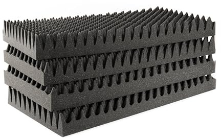 MUSIC STORE Absorber Set, 4pcs 100mm Noppenschaum, Anthrazit, Akustikdämmung für optimale Soundqualität