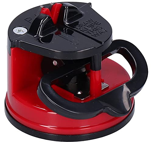Knife Sharpening Tool, Small Knife Sharpener, Knife Sharpening Machine High Hardness Manual Sharpening Stone Durable with Suction Cup for Knife for Scissor (Red)