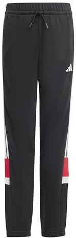 adidas Unisex niños Seasonal Essentials Tiberio 3 Stripes Fleece Pants, Black/White/Pure Ruby, 13-14 Years