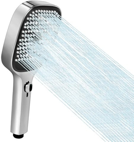 Hochdruck-Duschkopf, Quadratisch, 3 Modi, Verchromt, Universal-Duschkopf (Ohne Schlauch)