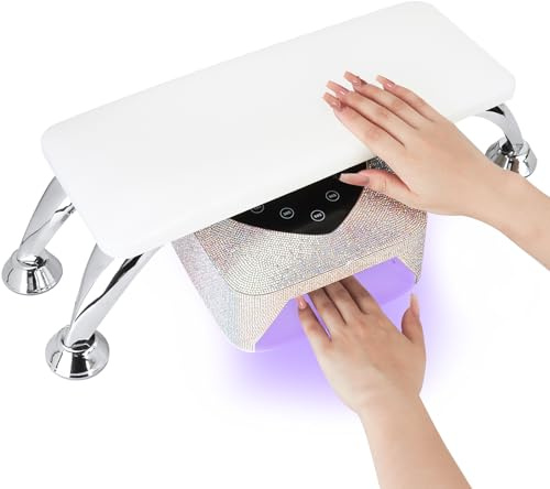 KIMIGO Nagel Armauflage Handkissen,Nagel Handkissen,Nagel Armlehne Kissen mit Edelstahlhalterung,PU Leather handauflage nageldesign für Maniküre Salon und Zuhause,Weiches und Wasserdichtes (Weiß)