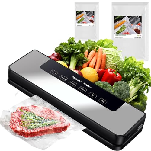 Choisonye Vacuum Sealer Machine 6 in 1 Fast-Compact Vacuum Sealer Real 65 KPA Powerful Suction with 20 Vacuum Sealer Bags-30CM Longer Seal Food Sealer for Dry and Moist Food Fresh Preservation