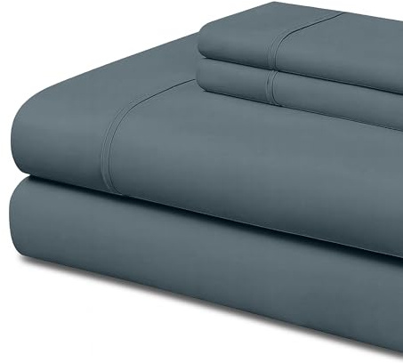 EasyCosy Set Lenzuola Matrimoniale 4 Pezzi 135/140x200 cm – Microfibra Spazzolata – con Lenzuolo sopra, Lenzuolo con Angoli e 2 Federe 50x75 cm. Grigiastro - Oeko-Tex