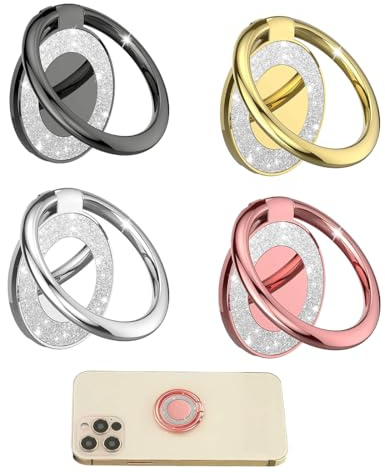 KEWUF 4 Pcs supporto telefono, anello per cellulare, Anello per Cellulare Dito Ultrasottile, Supporto Telefono Cellulari Rotazione 360° Gradi, Ring Stand Holder per tutti i Smartphone