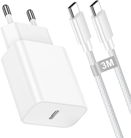 USB C-laddare för iPhone 15 16 17, 30W PD-snabb laddare med USB C-stekare och 3M USB C till USB C-kabel, USB C-nätadapter Typ C-laddare med kabel för iPhone 17/16/15 Plus Pro Max, iPad, MacBook