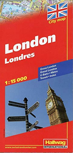 London Stadtplan 1:15 000: Gross-London, U-Bahn, Transit, Index (Hallwag Stadtpläne)