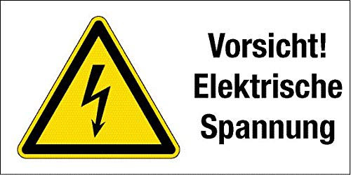 Warnschild - Vorsicht Elektrische Spannung - Kunststoff selbstklebend - 10 x 20 cm