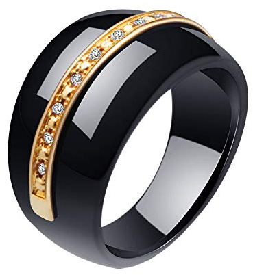 PAURO Bague de Fiançailles Bague Classique Femme Céramique