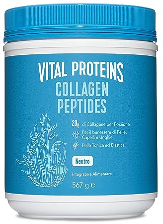 Vital Proteins Collagen Peptides Powder Supplement (Type I, III) - Collagene idrolizzato - Non-GMO - Senza latticini e glutine - 20g per porzione - Non aromatizzato 567g Canister