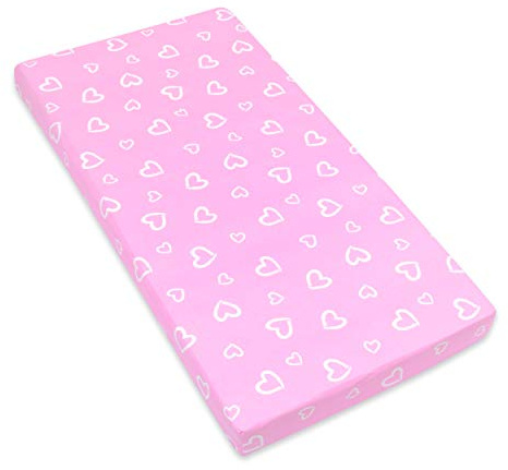 Amilian Spannbettlaken Spannbetttuch für Babybett Kinderbett 60x120 cm, 70x140 cm, 100% Baumwolle, fürs Baby, Baby Bettwäsche Größe: 120x60 cm, Muster: Herzen Rosa
