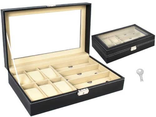 ISO TRADE Case Many compartments Watch Cushions Imitation Leather Eyeglasses Black Various Patterns 8512 Organizer für Schränke, mehrfarbig, einzigartig