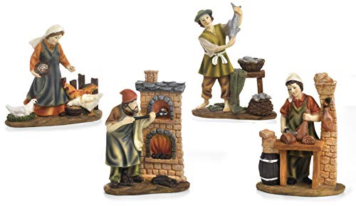 Articoli Religiosi by Paben Set 4 statuine personaggi mestieranti Presepe in resina cm. 15