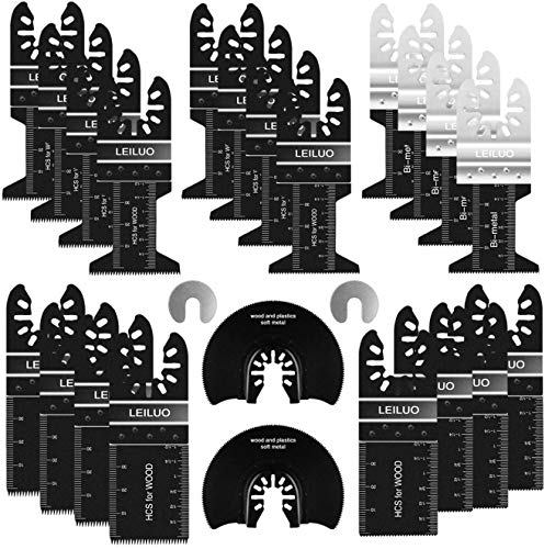 24 Pcs Multi tool Blade LEILUO for Wood Metal Plastics Quick Release Multi Tool Blades Kit Fit Dewalt Worx Rockwell Milwaukee Makita Ryobi Silverline Black Decker etc
