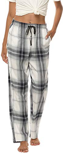 AIRIKE Femmes Pantalons Longs Coton Doux Bas de Pyjama Chaud Vêtements de Nuit à Carreaux