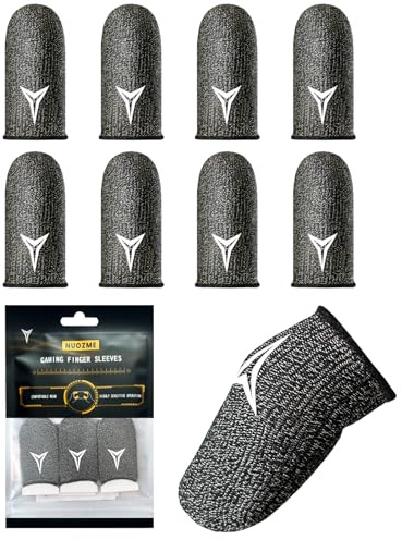 Nuozme Paquete de 8 Fundas de Dedo para Juegos móviles, Fibra Plateada de 0.3 mm, Funcionamiento Suave, antisudor, Extremadamente Delgadas, Fundas de Dedo para teléfonos móviles y tabletas (Negro)