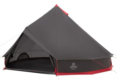 JUSTCAMP Bell 10 Tipi Zelt für Gruppen, Familien oder Camping bis zu 10 Personen, Grau