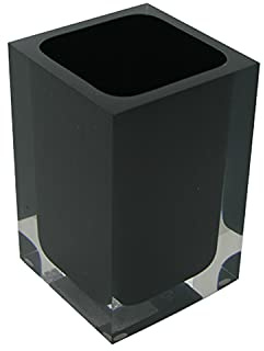 Gedy Auckland Baño Negro, Medidas y Peso: 11 x 7,2 x 7,2 cm y 0,29 kg, Portacepillos de Resina Transparente, diseño I+D, Hecho a Mano, 2 años de garantía, único